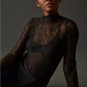 Anthropologie Lace layering turtleneck